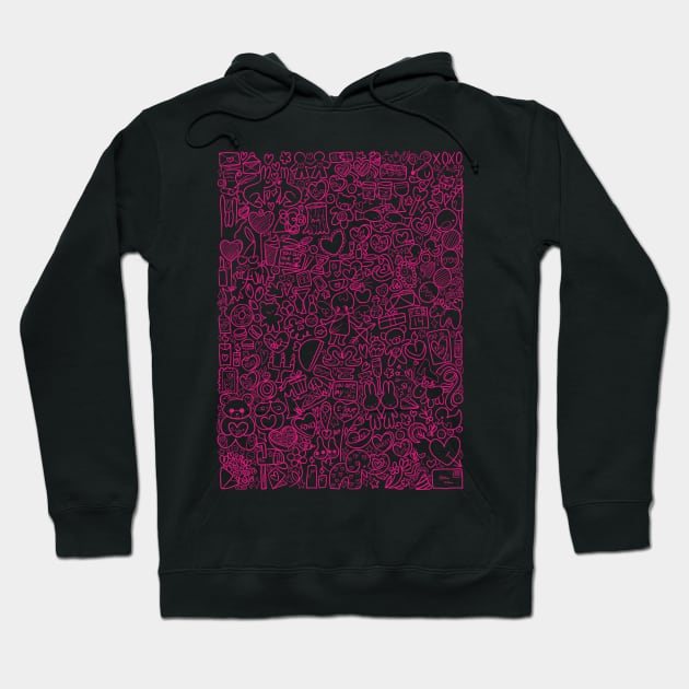 Valentine's Doodle Shirt (hot pink) Hoodie by Kenners